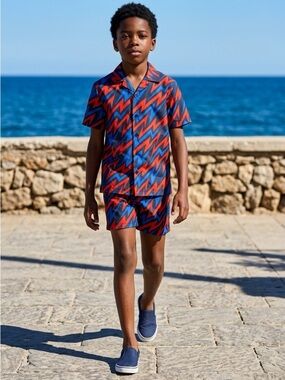 NWT DSG Boys Blue Red Shorts Drawstring- Size Small  (8/9)